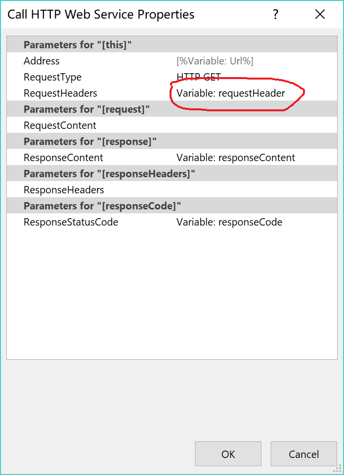 Call Http Service set request header